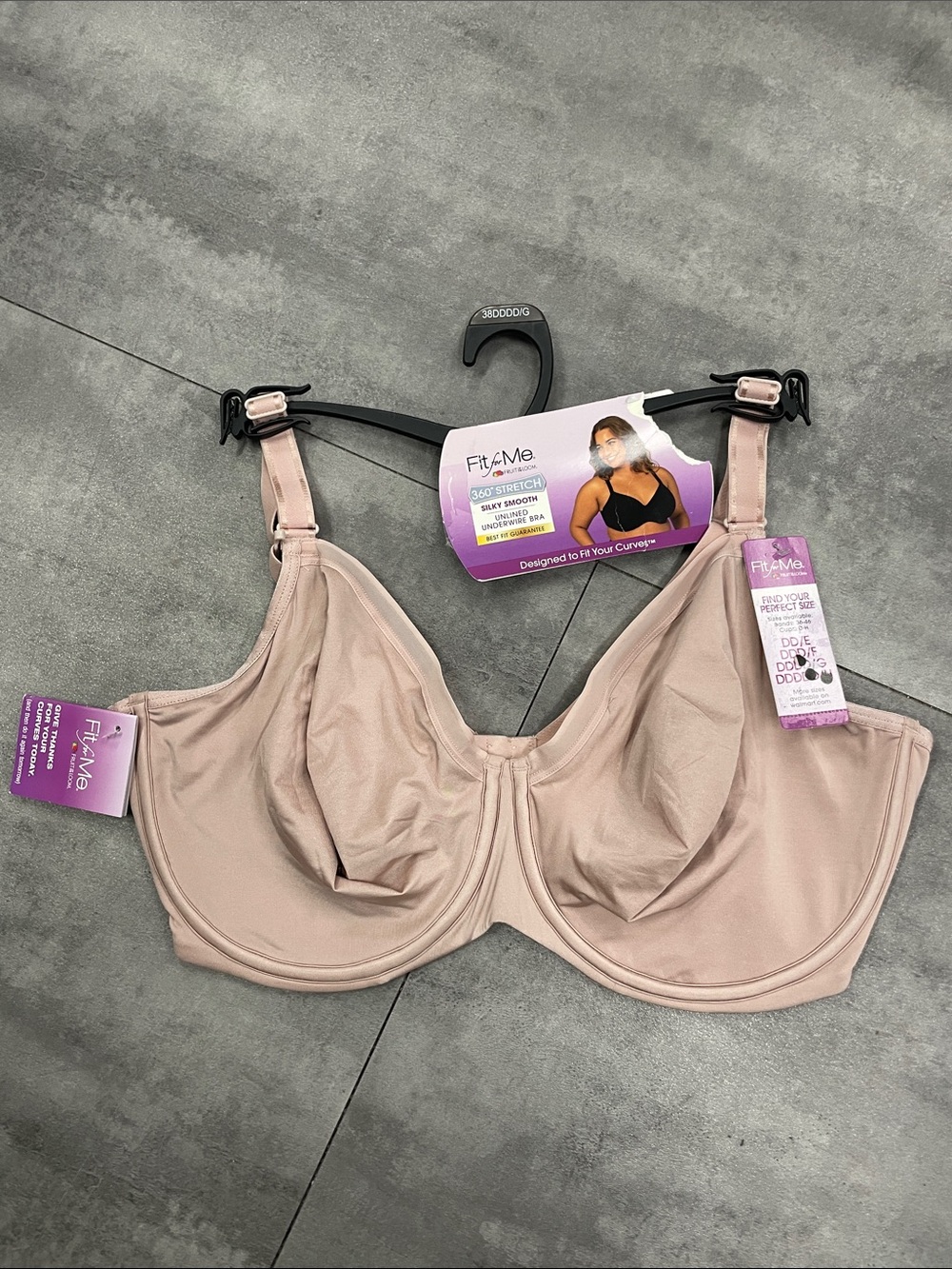 38G Fruit of the loom fit for me silky smooth unlined underwire bra NWT